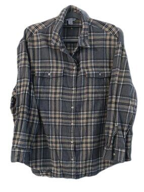 Old Navy Womens Flannel Shirt Size XL Gray Plaid The Boyfriend